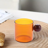 Kuber Industries 12 Pcs Borosilicate Glass Coffee Cups | Cup with Wooden Ball Handle | High Heat Resistant | Microwave and Dishwasher Safe | 120 ML | Pack of 6 | Amber